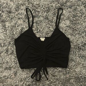 Black cropped Garage tank top w scrunch in front